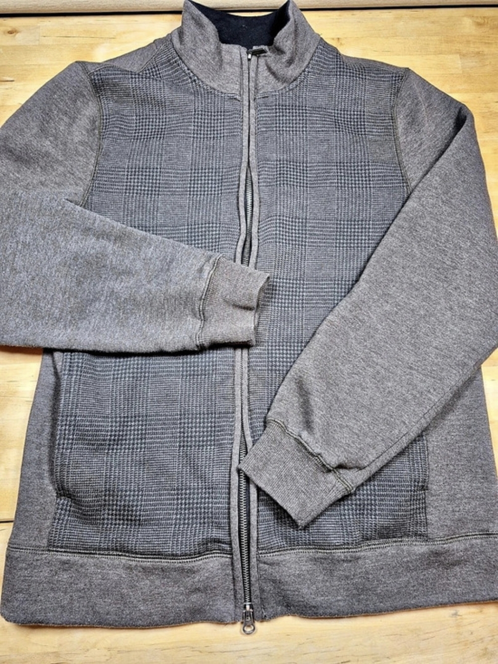 Structure Full Zip Checkered Jacket In Brown Plaid Size Medium